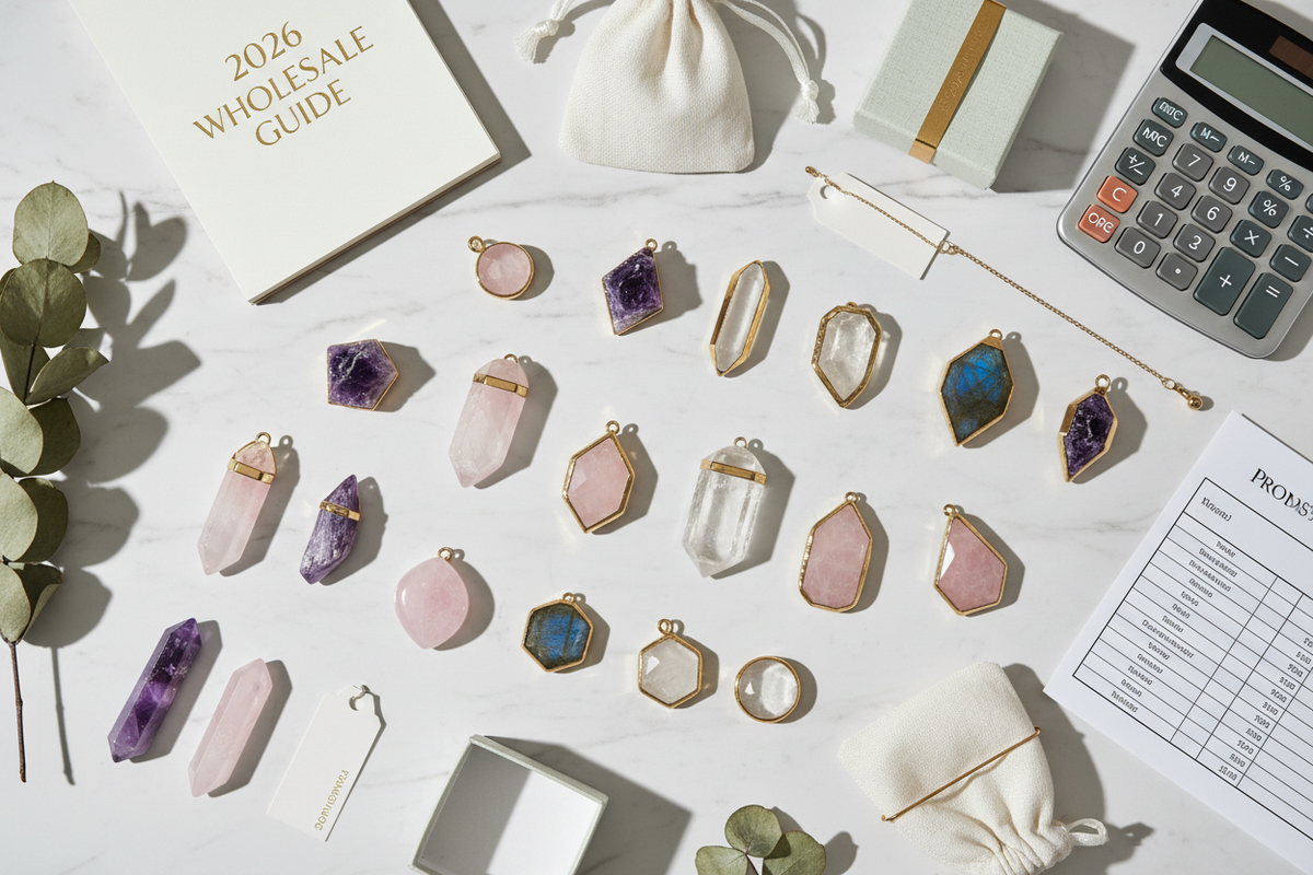 Crystal Pendants Wholesale Guide for Retailers 2026 — wholesale jewelry sourcing and manufacturing illustration