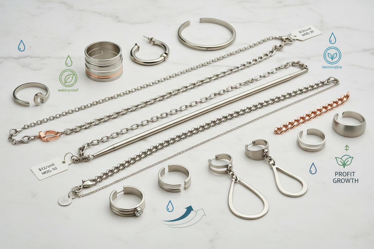 Fashion Stainless Steel Jewelry Wholesale Types and 2026 Trends — wholesale jewelry sourcing and manufacturing illustration