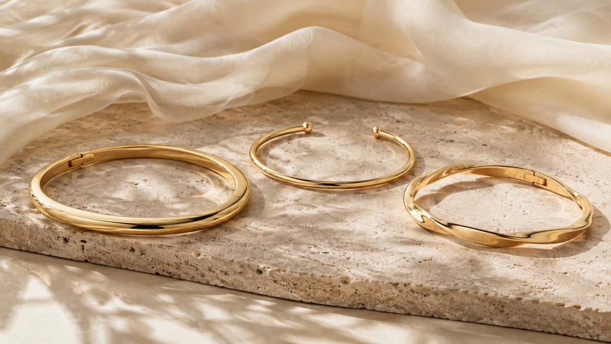 Gold-tone bangle and cuff bracelet styles for wholesale buyers