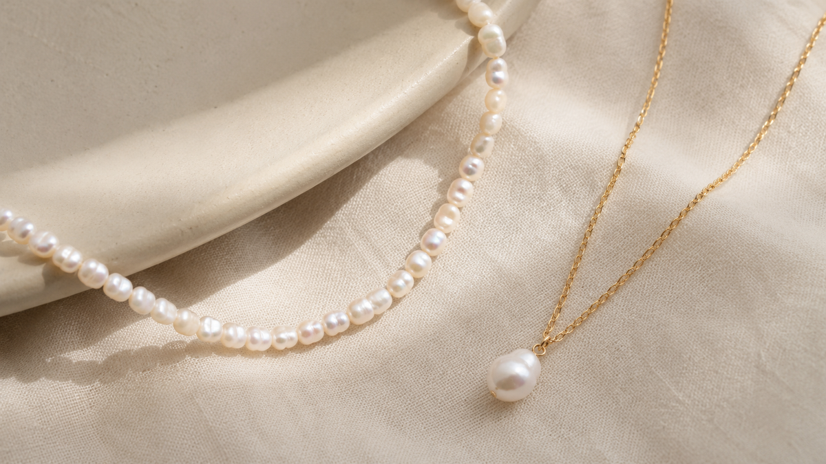 Freshwater pearl strand and gold-tone pearl pendant necklace