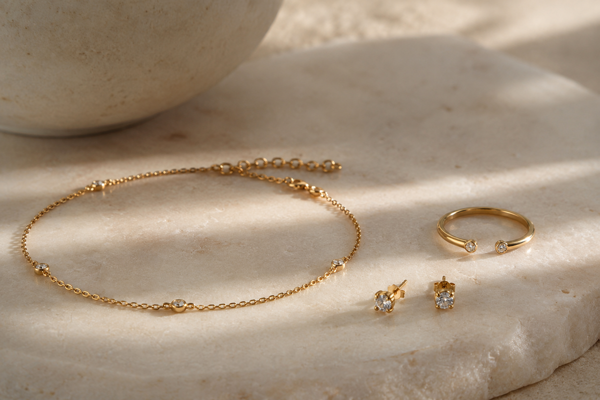 Cubic zirconia jewelry photographed for boutique and private-label sourcing