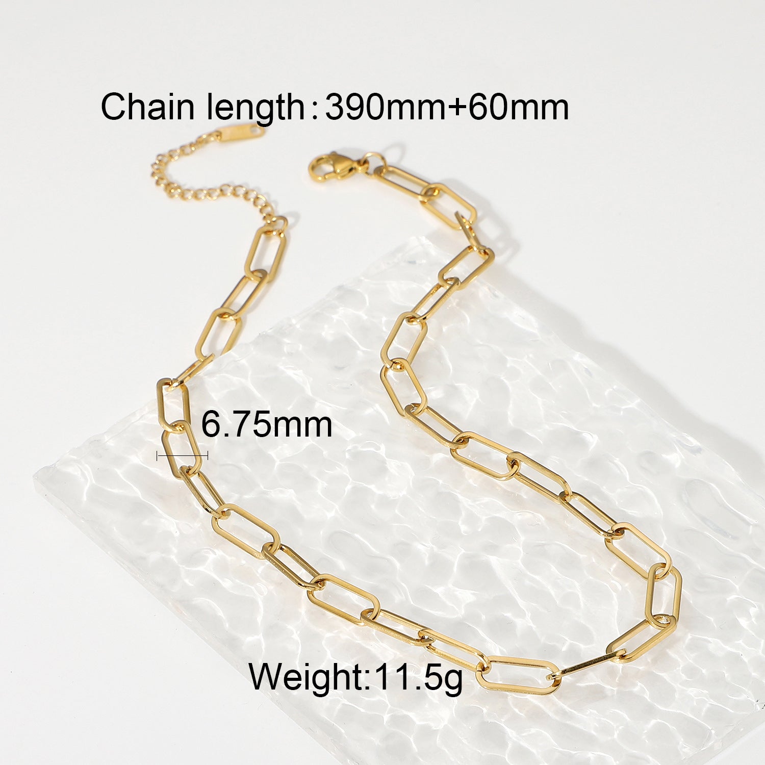 Punk Hip-Hop Paperclip Chain Necklace Jewelry Vacuum Plating18K Gold Stainless Steel Collar Women's Chain