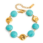 Blue Turquoise Ring Non-Fading Jewelry Stainless Steel Bracelet Accessories