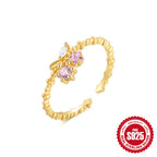 S925Sterling Silver Ring Micro Pave Colored Diamond Ring New Double Layer Design Sense Strong Open Ring