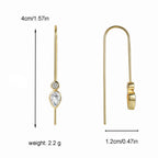 E0364 Manufacturer In Stock Simple and Elegant Water Drop Shape Zircon Ear Hooks for Women Copper Plated with Real Gold Long Style U Trendy Shaped Earrings