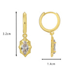 E0601 Fashion Earrings for Women Brass Gold-Plated Water Drop Zircon Hoop Earrings