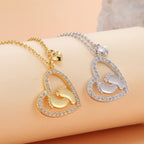 CYN0111 Heart Footprint Copper Necklace Baby Heart-Shaped Foot Pendant Footprints of Love Collarbone Chain