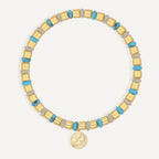 B0338 Simple Pendant Beaded Bracelet Vintage Blue Turquoise Jewelry Gift for Women