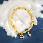B0282 Musical Note Inlaid Zircon Fashion Beaded Bohemian Chalcedony Bracelet