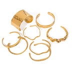 Stainless Steel18K Gold Bracelet Irregular Bangle Hammered Wave Open Bangle