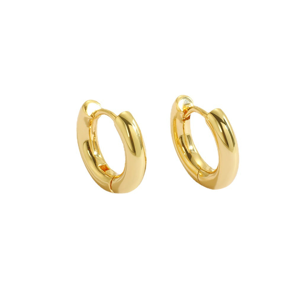 E0136Wind Earrings for Square and Round Faces, Simple Hoop Earrings, Plated18K Real Gold Hoop Earrings