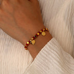 B0260 Love Engraved Zircon Beaded Design Lucky Bracelet