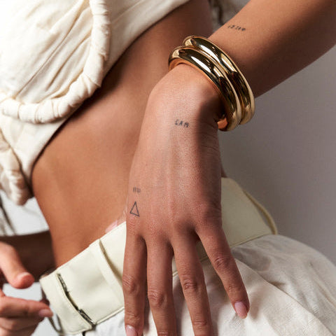 18k Gold Plain Circle Bracelet Non-Fading Jewelry Stainless Steel