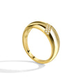 Gold-Plated Brass Sculptural CZ Ring with Cubic zirconia Detail with a sculptural design profile