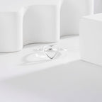 SR0040 S925Silver Thread Hollow Heart Ring for Women Sweet Design