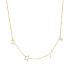 S925 Sterling Silver Star Moon Zircon Layered Collarbone Necklace