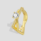 R0561 Design Sense Irregular Gender-Neutral Square Ring Messy Crossed Zircon