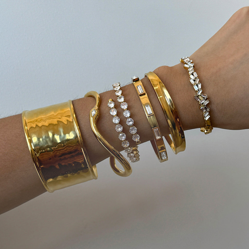 Stainless Steel Zircon Bracelet Open Bangle Non-Fading