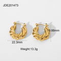 Twisted Stainless Steel Hoop Earrings in Gold-Tone featuring twisted and a gold-tone finish