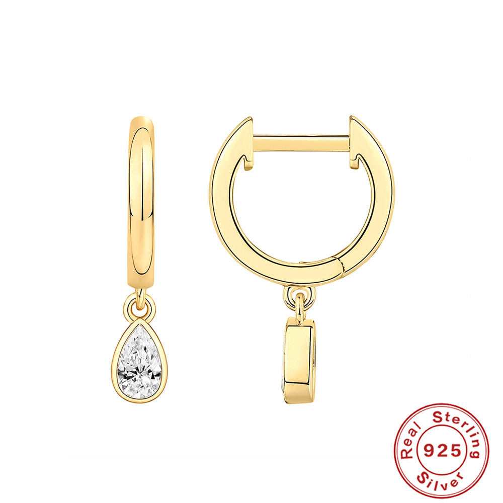 S925Sterling Silver Dagger Cross Earrings Devil's Eye Star Moon Pendant Hoop Earrings Hot-Selling Women's Earrings