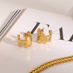 Stainless Steel Flower Earrings Non-Pierced Ear Cuff Ear Jewelry Earrings