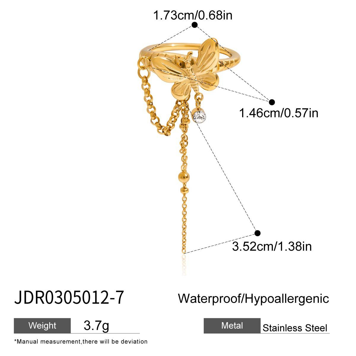 2H Tassel Ring Non-Fading Jewelry Stainless Steel Accessories for Women ring