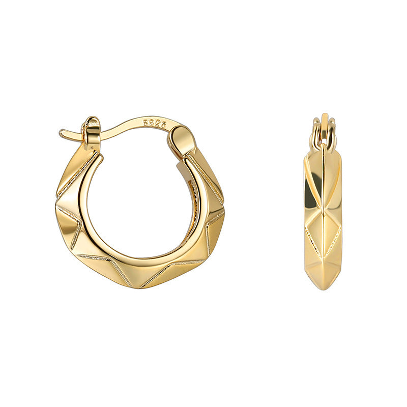 Gold-Plated Brass Geometric Hoop Earrings with Minimalist Detail for private-label fashion jewelry buyers