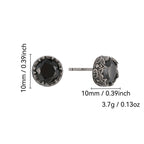 E0724 Black Zircon Stud Earrings For Women Minimalist Antique Silver