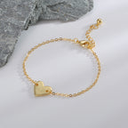 B0182  Korean Version Fashion Simple Heart-shaped Bracelet for Women gold Love Heart26Minimalist Letter Style