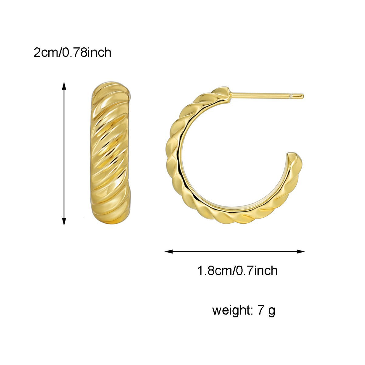 E0491 Fashion Design Earrings for Women Geometric gold Irregular C Shaped Earrings