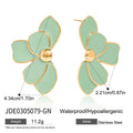 Enamel Stainless Steel Gold-Plated Drop Earrings — detail view — jewelry finish and design detail