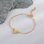 B0182  Korean Version Fashion Simple Heart-shaped Bracelet for Women gold Love Heart26Minimalist Letter Style