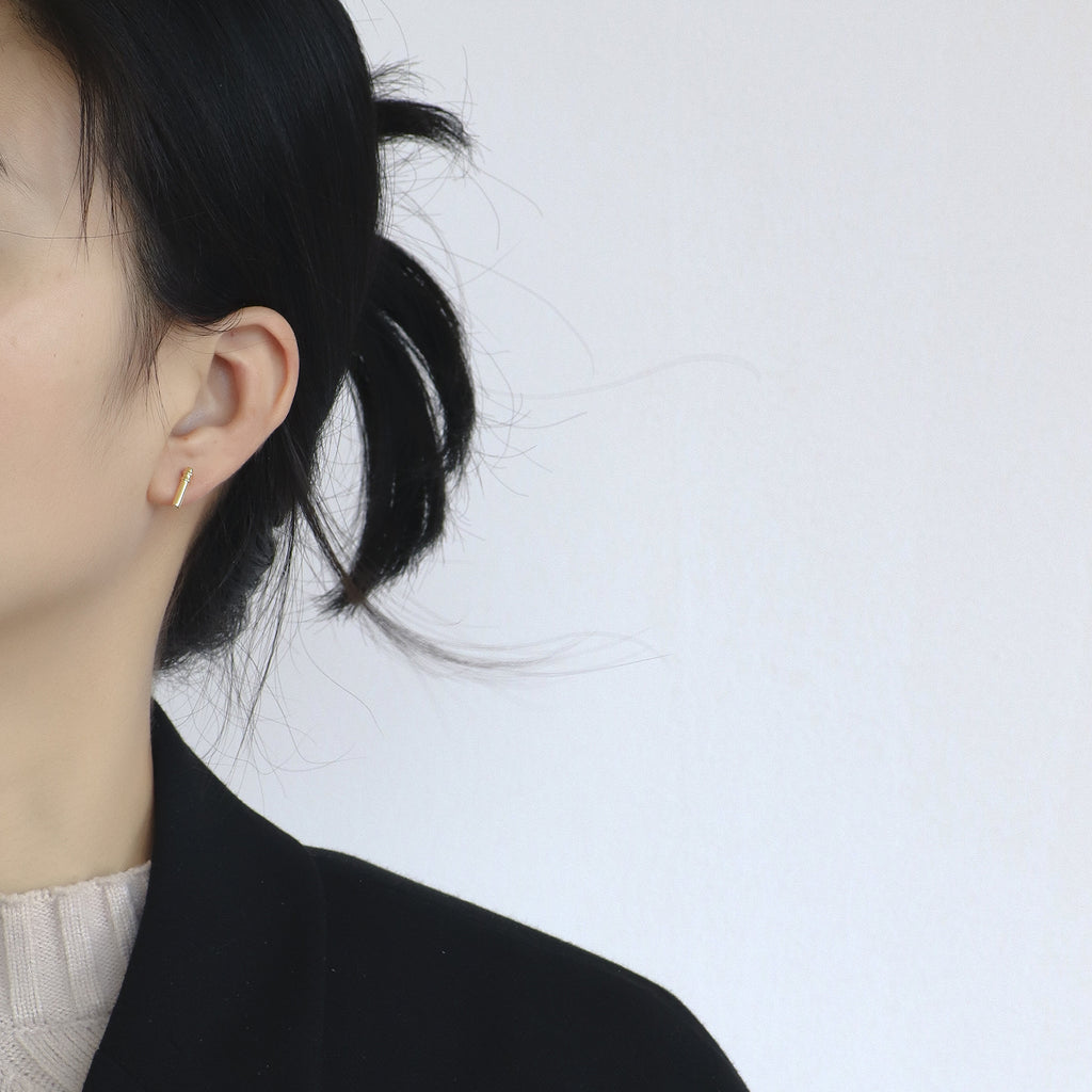 E0070 Simple Bamboo Knot Small Earrings for Women925Silver Needle Gold Plated Zirconia Earrings Export Jewelry