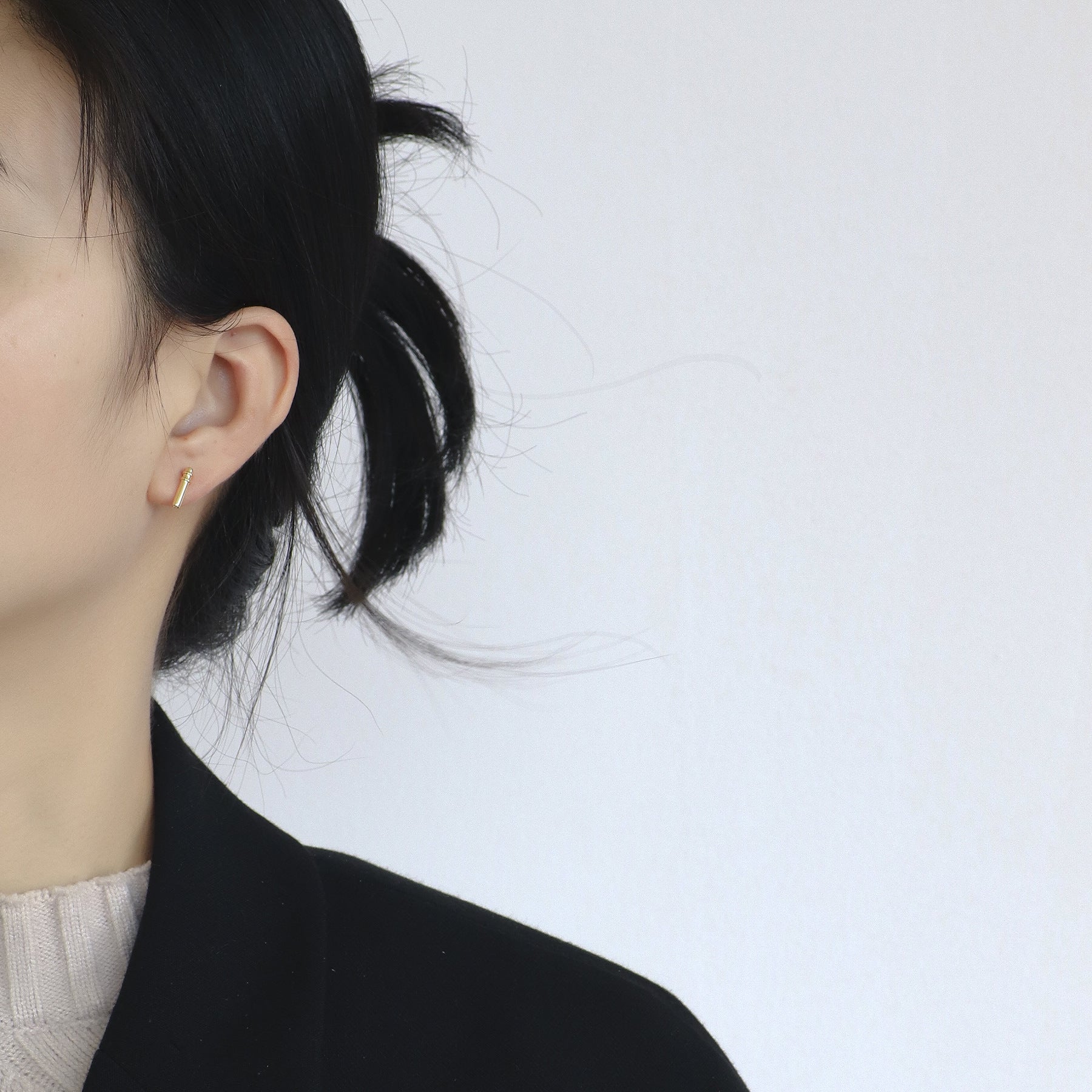 E0070 Simple Bamboo Knot Small Earrings for Women925Silver Needle Gold Plated Zirconia Earrings Export Jewelry