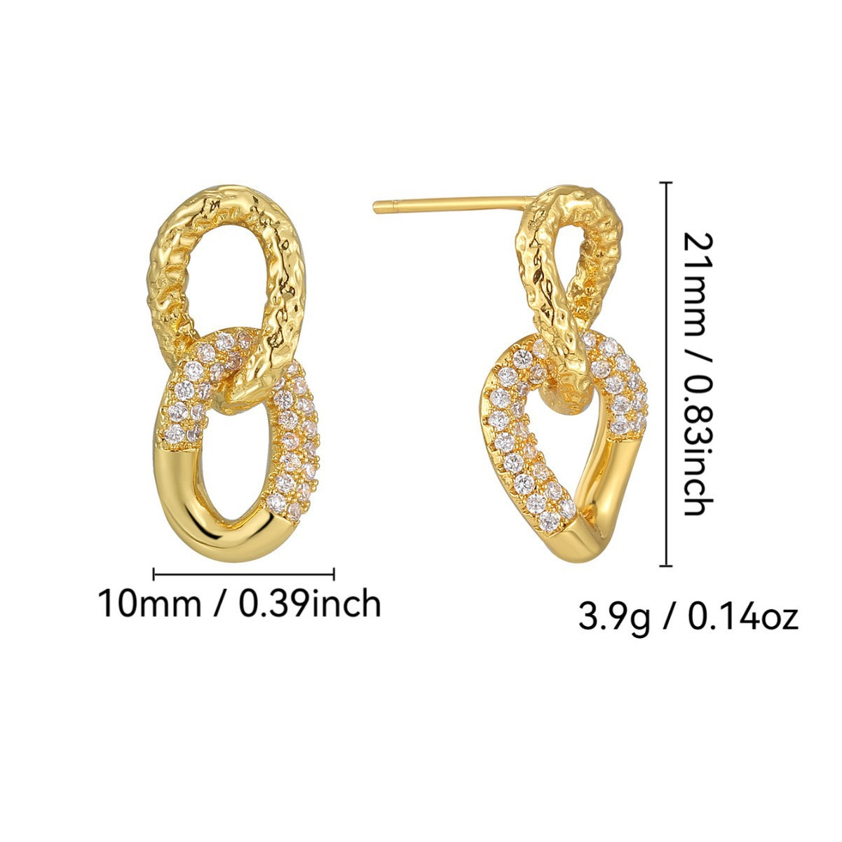 E0653 Fashion Retro Double Hoop Earrings for Women Simple Micro Inlaid White Zircon Exquisite Drop Earrings