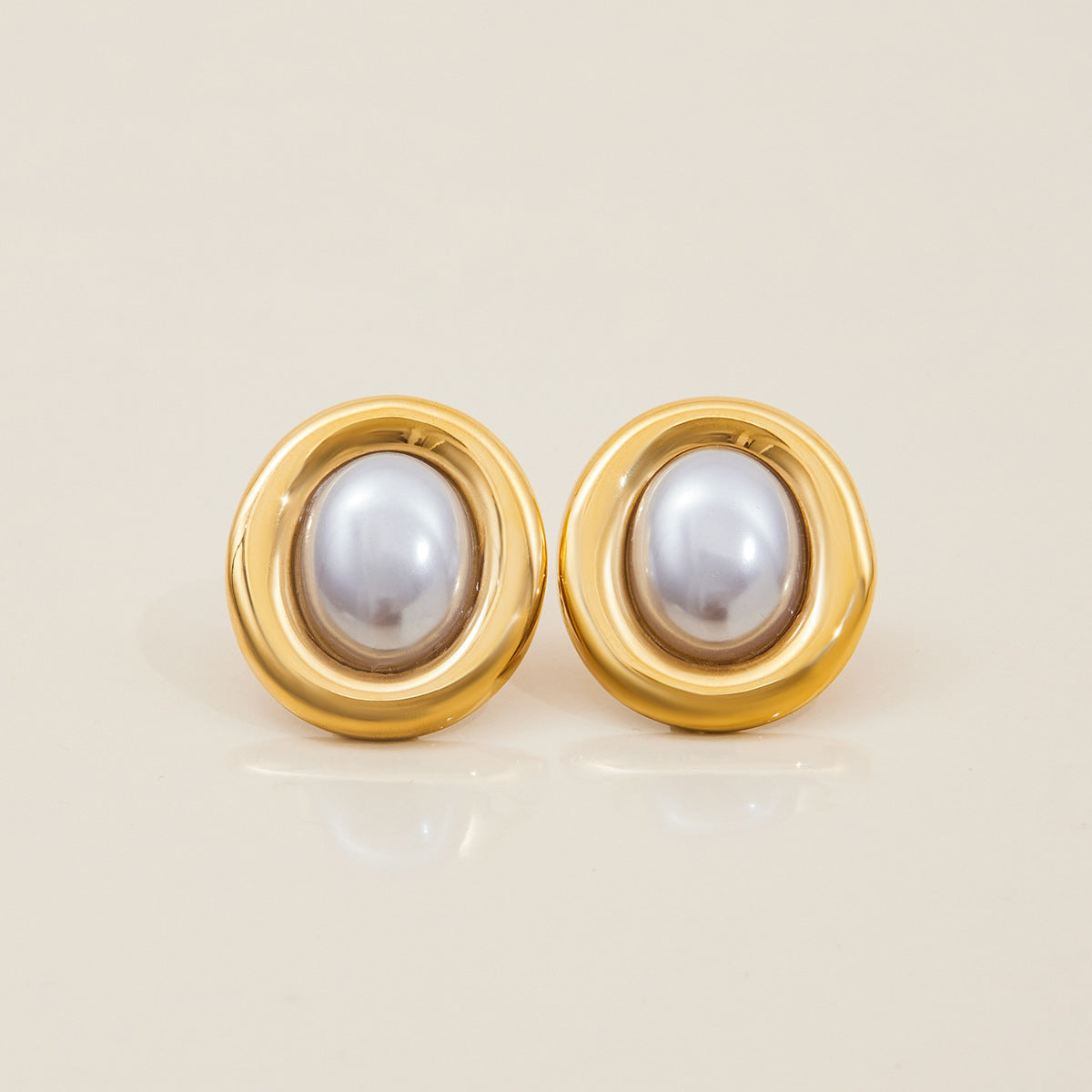 Stainless Steel Retro Pearl Stud Earrings for Women, Non-Fading Earrings Jewelry