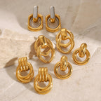 2H Color Block Stainless Steel Circle Earrings Stud Earrings earrings