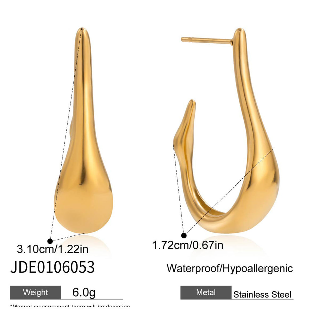 2H Stainless Steel U Shape C Hoop Earrings Stud Earrings Non-Fading Jewelry Ear Accessories