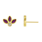 E0604 Xiaoxiang Fashion Autumn Winter Earrings for Women Clover Inlaid with Purple Zircon Stud Earrings