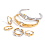 2H Stainless Steel Color Block Earrings Open Bracelet Ear Jewelry Accessories ring