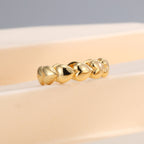 R0294 Fashionable Elegant Smooth Heart Connected Ring for Women Copper Plated with Real Gold