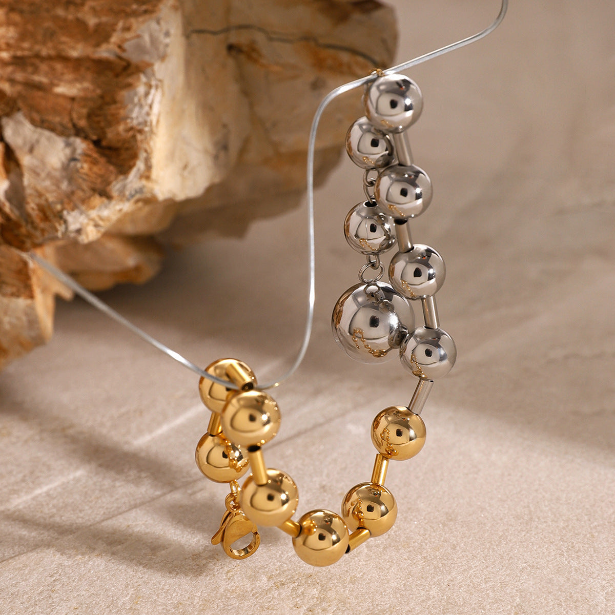 2H Brass Leather Beaded Bracelet Bracelet King Kong Contrast Color Matching Jewelry