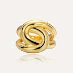 R0310 Exaggerated Irregular Interwoven Twisted Ring for Women with Metallic Texture and Smooth Surface