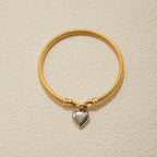 18k Gold Stainless Steel Heart Bracelet Jewelry Non-Fading Bangle Accessories