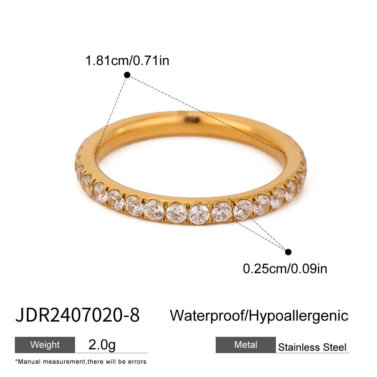 Original Green Zirconia Ring Non-Fading Jewelry Stainless Steel Bracelet Accessories