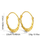 E0062 Vintage Ruched Earrings for Women Copper Gold Plated Fashion Wave Hoop Earrings Round Face Slimming Ear Jewelry