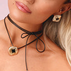 Square Black Oil Drop Necklace Jewelry for Women Stainless Steel Jewelry necklace