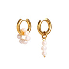 2H  Earrings18K Gold-plated Asymmetric Natural Freshwater Pearl Pendant Hoop Earrings Jewelry