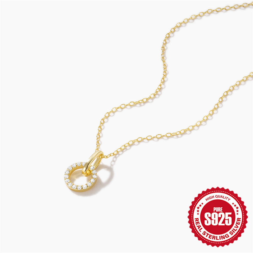 S925 Sterling Silver Interlocking Pave Zirconia Necklace For Women