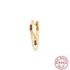 S925Pure Silver Geometric Tassel Chain Square Zircon Pendant Earrings Hoop Earrings New Earrings for Women